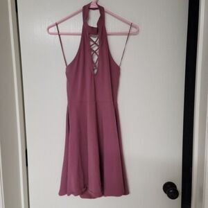 ~ womens express thin short dress that wraps around neck